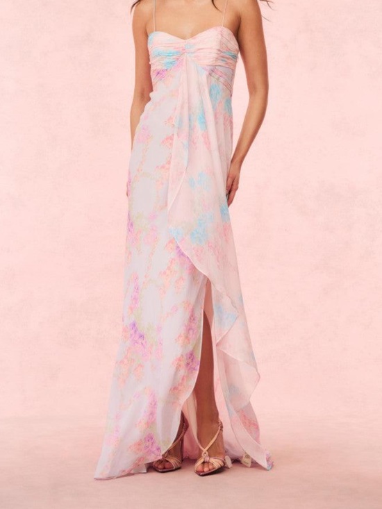 LoveShackFancy Dresses & Skirts - Mi Pastel Pink Floral Watercolor Maxi Dress